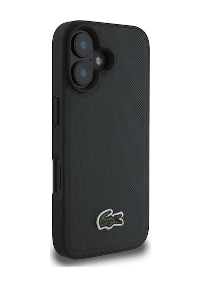 Apple iPhone 16 Uyumlu Kılıf Lacoste Lisanslı Pu Pike Desen Arka İkonik Timsah Dokuma Logolu Koyu Yeşil