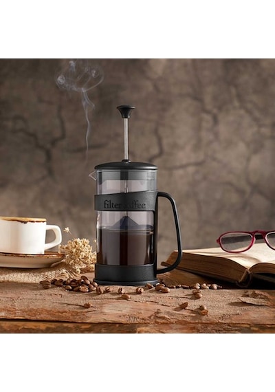 Porsima ET-00118 French Press Süzgeçli Bitki Çayı Demliği Kahve Presi - 400 Ml Siyah