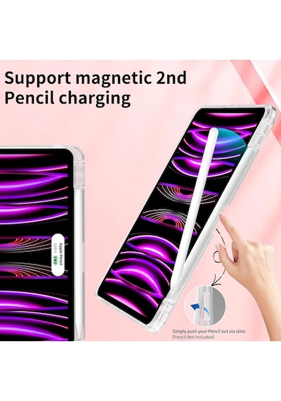 Apple Uyumlu iPad Pro 12.9 3./4./5./6. Nesil Kılıf Kalem Bölmeli Akrilik Şeffaf Ayrılabilir Case 2018-2022 Kılıf