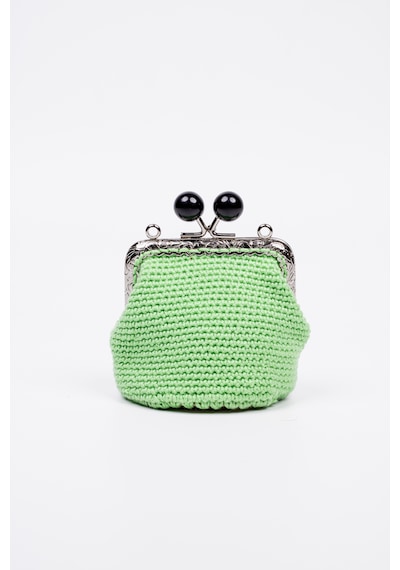 Fabric Craft Bag Bozuk Para Cüzdanı Merserize İplik Klipsli Örgü Açık Yeşil
