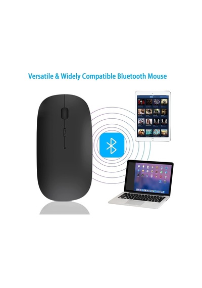 Kablosuz Mouse, 2.4g Şarj Edilebilir Akıllı İnce Mouse, Usb Alıcılı, Yüksek Dpı, Siyah Genel