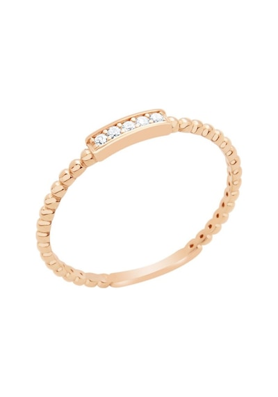 Diamond Line - Gülaylar - Pembe Altın 14 Ayar Trend Yüzük (528822922)