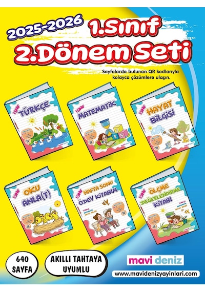 Mavi Deniz 2026 1. Sınıf 2. Dönem Seti Tüm Dersler 6 Kitap Tam Set Güncel Müfredat