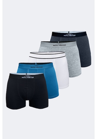 Malabadi Erkek Karışık Renk 5 Li Pamuk Elastan Boxer 5m075 Mavi