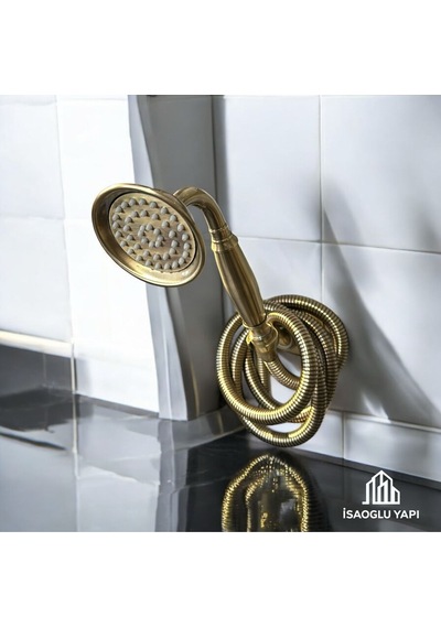 İsaoğlu Yapı Antik Gold Duş Sistemi Vintage Tasarım Batarya Dahil Set Pirinç Materyal Gold