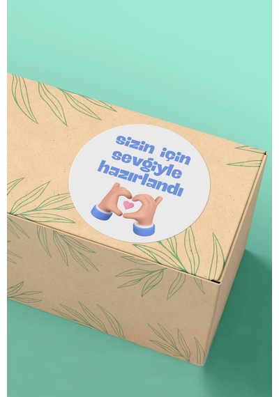 Sevgiyle Hazırlandı Mavi Sticker 3x3cm St2269 Çok Renkli
