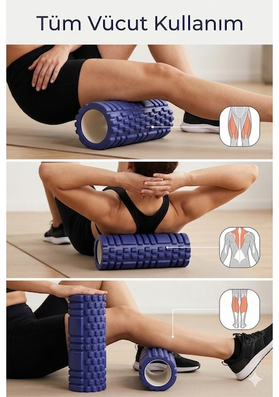 Foam Roller Masaj Rulosu Orta Sert Spor Sonrası Kas Gevşetici Yoga Pilates Fitness Masaj Köpüğü