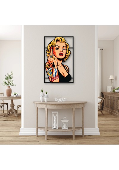 Dövmeli Pop Art İkon - Metal Tablo - Dec0344 32 X 50 Cm Çok Renkli