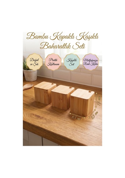 Bambu 3'lü Baharatlık Seti 9 Parça Kapaklı Ve Kaşıklı Kare Baharatlık, Doğal Bambu Baharat Saklama Kabı, Baharat Organizeri, Mutfak Düzenleyici Diğer Bambu 3'lü Baharatlık Seti 9 Parça Kapaklı Ve Kaşıklı Kare Baharatlık, Doğal Bambu Baharat Saklama Kabı, Baharat Organizeri, Mutfak Düzenleyici Diğer