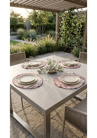Toile Burgundy Amerikan Servis Çok Renkli