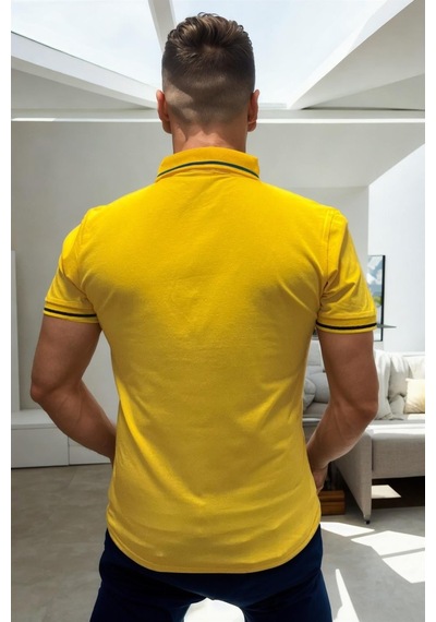 T8586 Dewberry Erkek Polo Yaka T-shırt-düz Sarı