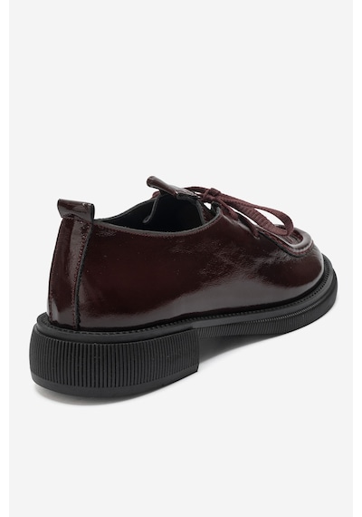 Luvishoes Luvi Shoes Band Bordo Kırışık Rugan Hakiki Deri Bağcıklı Kadın Loafer Ayakkabı Bordo
