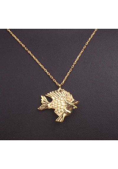 925 Ayar Gümüş Balık Charm Kolye, Sarı 426861618