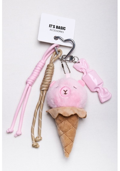 Pembe Kahve Dondurma Ve Candy Detaylı Çoklu Objeli Tasarım Charm Anahtarlık