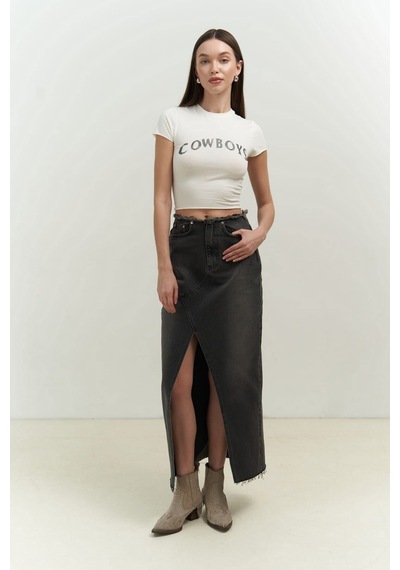 Mai Collection Mai Studios Co. Cowboys Beyaz Penye Crop