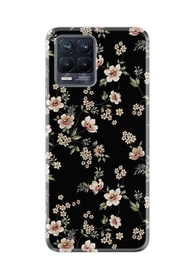 Realme 8 - 8 Pro Kılıf Boutique Baskılı Resimli Siyah Fon Çiçek Pcode -045
