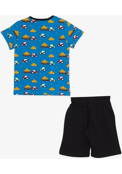 Breeze Girls & Boys Erkek Çocuk Şortlu Pijama Takımı Traktör Desenli 1.5-5 Yaş, Mavi-mavi Mavi