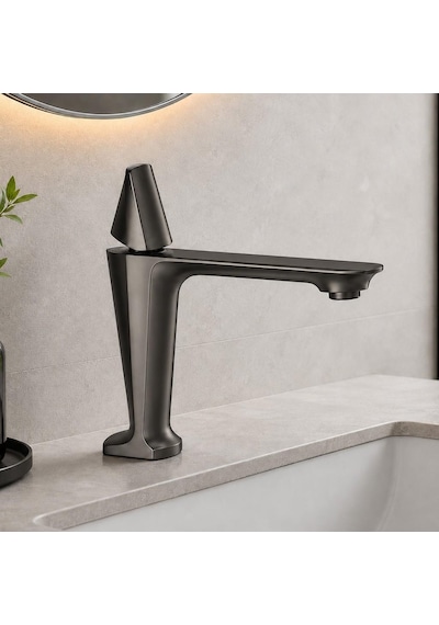 Vıta Kısa Lavabo Bataryası Mat Füme