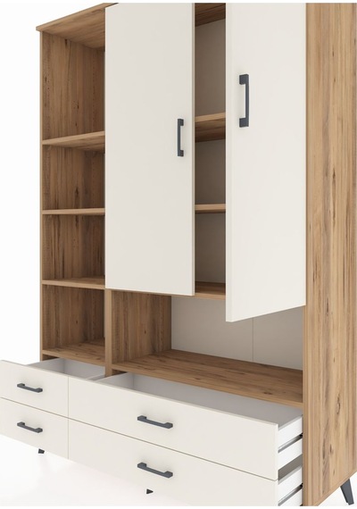 Hyperion Dolap 8 Raflı 4 Çekmeceli 2 Kapaklı 132x44x195 Çam-a... Çam Hyperion Dolap 8 Raflı 4 Çekmeceli 2 Kapaklı 132x44x195 Çam-a... Çam