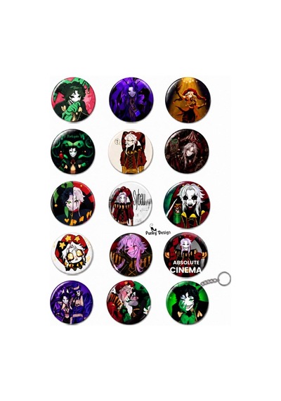 Freak Circus 15'li Rozet Seti 1 Adet Açacaklı Anahtarlık Dark Kawaii Broş Pin Çok Renkli