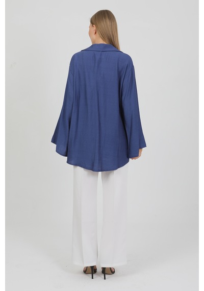 Doğal Viskon Kumaş Cepli Bağcıklı Kadın Kimono 1167 Hafif, Dökümlü, Akışkan, Yazlık Model İndigo Doğal Viskon Kumaş Cepli Bağcıklı Kadın Kimono 1167 Hafif, Dökümlü, Akışkan, Yazlık Model İndigo