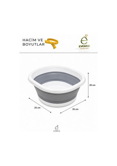 3 Lü Katlanabilir Çamaşır Leğeni Seti Çok Amaçlı Silikon Katlanır Leğen Yer Tasarruflu Banyo Temizlik Seti Gri