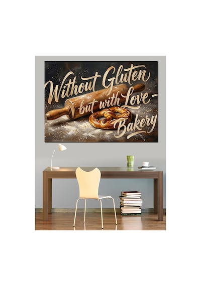 Glutensiz Ve Sevgiyle Pişmiş Ekmek Yağlı Boya Dokulu Kanvas Tablo Canvas Tablosu