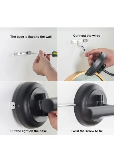Modern Kablosuz Duvar Aplik Lampe Pilli Aplik Mat Siyah Pil İle Çalışır Krem Abajur Siyah