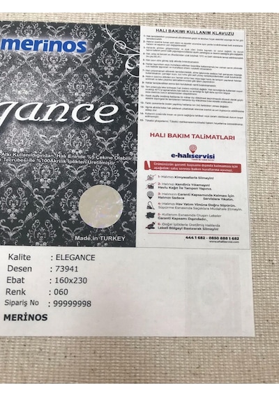 Merinos Halı Elegance 73941 060 Serisi Akrilik Salon Oturma Yatak Odası Halısı Krem