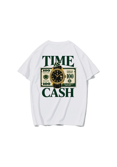 Brz Collectıon Brz Collection Unisex Oversize Time Is Cash T-shirt Beyaz