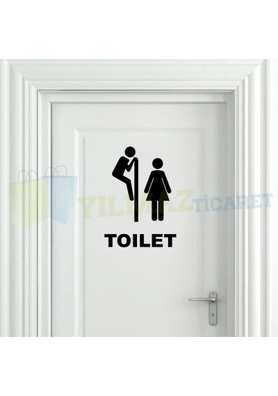 Yılmazetic Wc Toilet Kapı Klozet Yapıştırma Banyo Sticker 13 x 9 CM