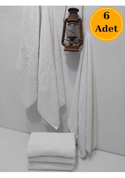 6'lı Otel Banyo Havlusu Beyaz 70x140 | %100 Pamuklu Orta Boy Dayanıklı Vücut Havlusu