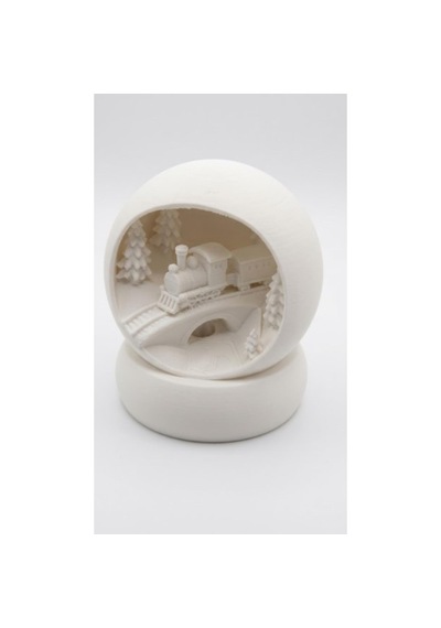 Tren Detaylı Tealight Mumluk Beyaz