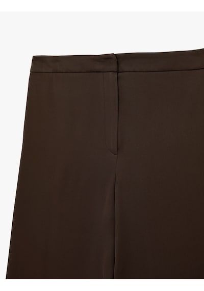 Koton Yüksek Bel Geniş Paça Saten Pantolon Kahverengi 6sak40231uw Kahve