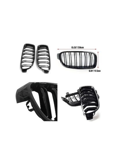 Bmw 3 Serisi F30 2012-2018 Uyumlu Ön Panjur Böbrek M3 Görünüm Izgara Çift Çizgi İthal Piano Black 1.sınıf Sağ Sol Takım