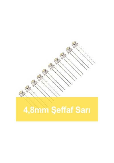 4.8Mm Şeffaf Sarı Mantar Led (10 Adet)