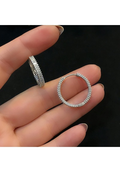 Stela Gümüş Halka Baget Küpe Beyaz 2,5  CM