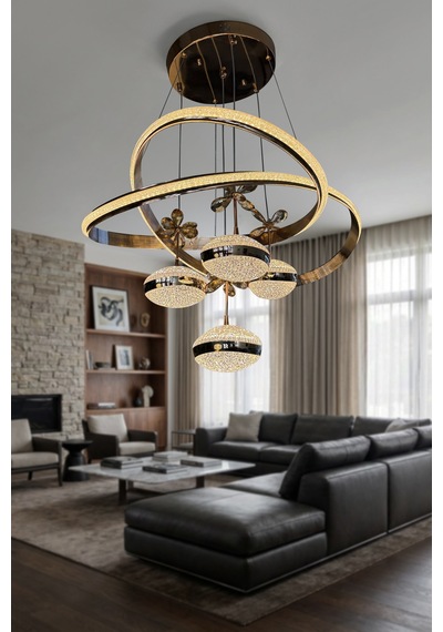Hayal Simli 4 Top Modern Sarkıt 3 Renk Salon Avizesi Led Çok Renkli