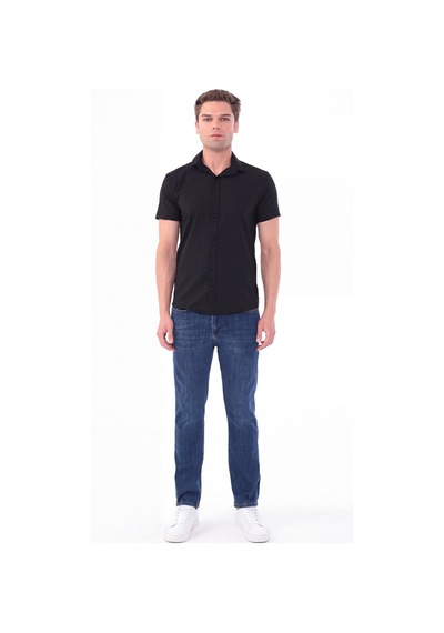 Blayn Jeans Erkek Tint Efekt Diz İzi Yapmayan Pamuklu Esnek Denim Jean Kot Pantolon Regular Kalıp Koyu Lacivert