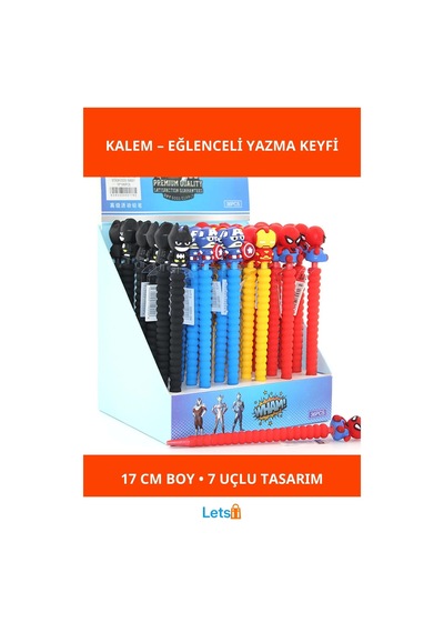 07 Uçlu Kahraman Figürlü Kalem 17 Cm