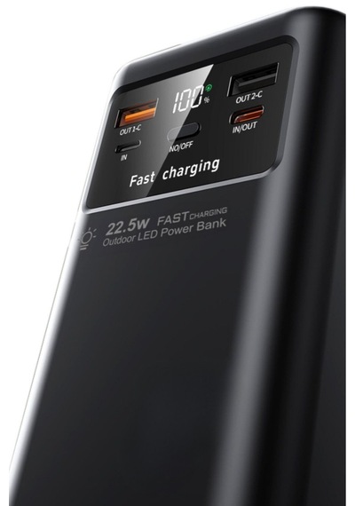 30.000 Mah Led Işıklı 22.5Hızlı Şarj Powerbank Usb-c & Çoklu Cihaz Desteği Siyah
