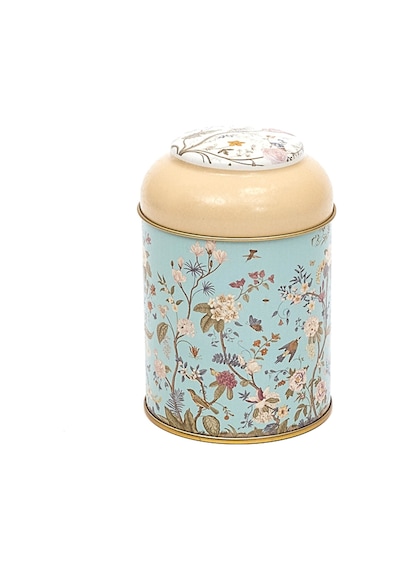 Botanica Blue Desenli Yuvarlak Metal Kutu, 9 X 11 Cm, 0.6 Lt