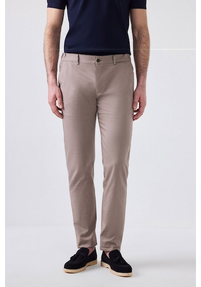 D's Damat Ds Damat Slim Fit Bej Armürlü Yan Beli Lastikli Esnek Likralı Yandan Cepli Chino Pantolon 2HCC3ORT20001 Bej
