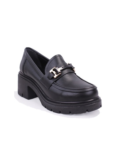 Dagoster Dza07-807890 Siyah Günlük 5 Cm Kalın Topuklu Loafer Kadın Ayakkabı