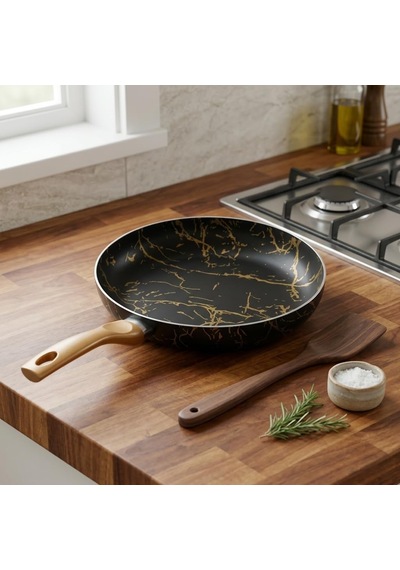 Papilla Desert Maxi Tava Siyah Gold Desenli Şık Tasarımlı Geniş Pişirme Tavası 26 Cm - 28 Cm Ölçü Seçenekleri Diğer