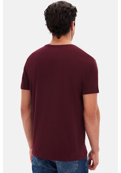 D's Damat Ds Damat Regular Fit Mürdüm Düz Nakışlı %100 Pamuk T-shirt 4hc140632006m MÜRDÜM