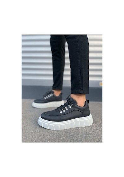 DMR Elegance Jy010 Cloud Bağcıklı Cilt Erkek Günlük Sneaker Ayakkabı Cbt - Siyah