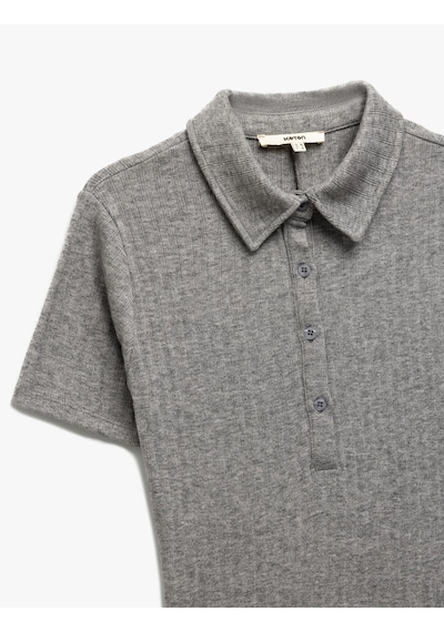 Koton Viskon Slim Fit Kısa Kollu Midi Polo Yaka Kalem Elbise Gri 5sak80272ek Gri