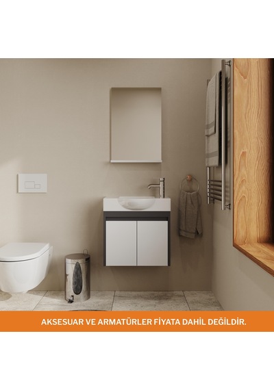 Aqua Bagno Minizia Banyo Dolabı 55 X 32 Cm. Antrasit Beyaz ,lavabo Dahil Abs.50.35.08.03 Antrasit - Beyaz Aqua Bagno Minizia Banyo Dolabı 55 X 32 Cm. Antrasit Beyaz ,lavabo Dahil Abs.50.35.08.03 Antrasit - Beyaz