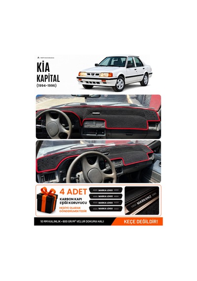 Kia Kapital 1994-1996 Uyumlu Torpido Örtüsü, Torpido Kılıfı - Siyah Kırmızı